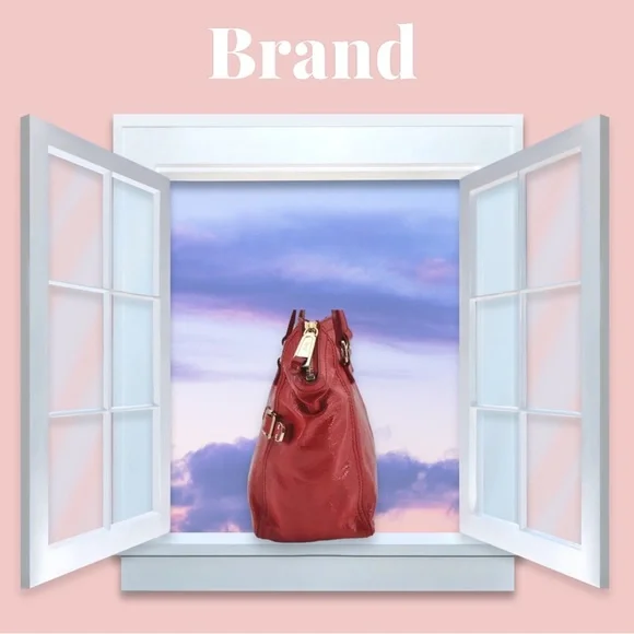 Authentic YVES SAINT LAURENTDowntown Mini Hand Bag Enamel Red 2866E